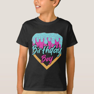 9 Jahre alter Eiskrem Tropfen 9. Geburtstag Junge  T-Shirt