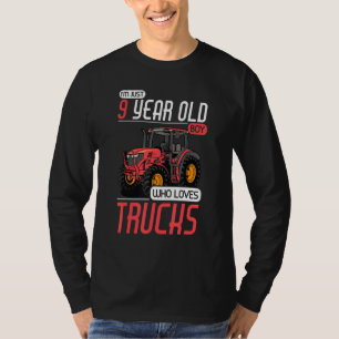 9 Jahre alter Junge, der LKW-Lieben Traktor 9. Geb T-Shirt