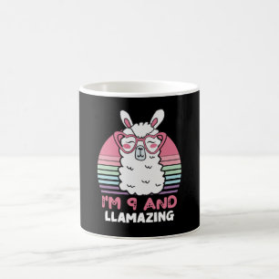 9 Jahre alter Tag Llamazing 9. Geburtstag Llama Kaffeetasse