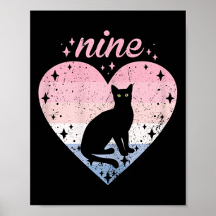 9 Jahre altes süßes Katzen-Geburtstagsmädchen 9. G Poster