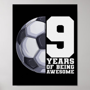 9 Jahre Awesome Boys Kinder Fußball 9. Geburtstag Poster