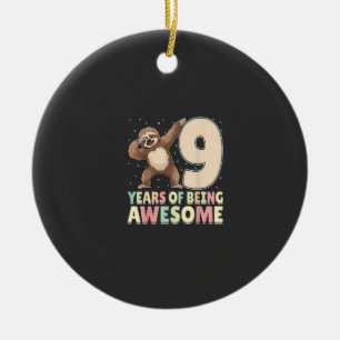 9 Jahre Awesome Dabbing Faultier 9. Geburtstag Keramik Ornament