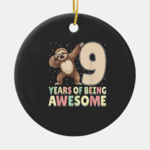 9 Jahre Awesome Dabbing Faultier 9. Geburtstag Keramik Ornament