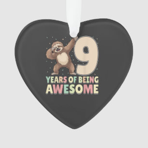 9 Jahre Awesome Dabbing Faultier 9. Geburtstag Ornament