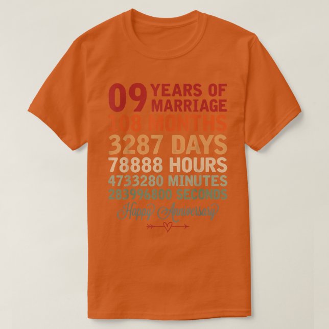 9 Jahre Ehepaar Countdown 9th Wedding Ann T-Shirt (Design vorne)