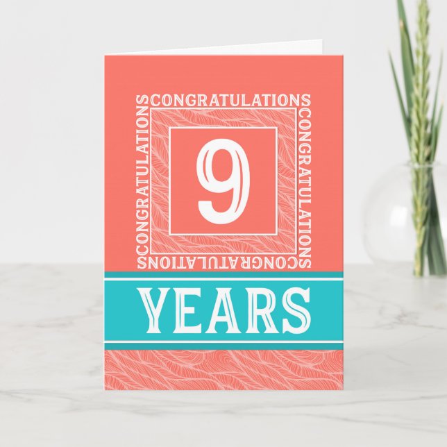 9 Jahre Mitarbeiterjubiläum - dekorativ Karte (Vorderseite)