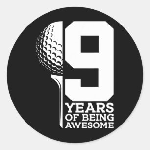 9 Jahre Phantastisch Golf 9. Geburtstag Runder Aufkleber