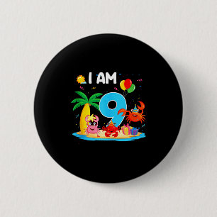 9-jähriger Krabbenliebhaber 9. Krabben-Thema Stran Button