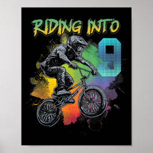 9-jähriges Bmx Geburtstag Junge Rad 9. Poster