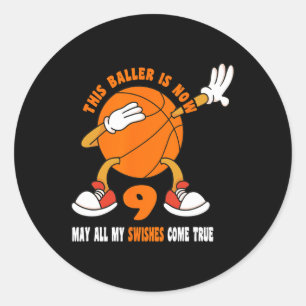 9-jähriges Glück 9. Geburtstag Basketball 9. Gebur Runder Aufkleber