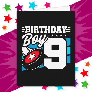 9-jähriges Hockey Party Thema 9. Geburtstag Junge Karte