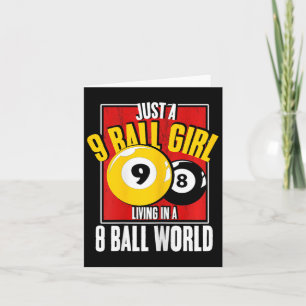 9 kleine Mädchen leben in 8 Ball World Snooker Poo Karte
