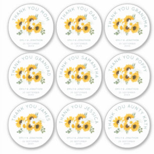 9 Kleiner Name dank Hochzeit Sonnenblume Aufkleber