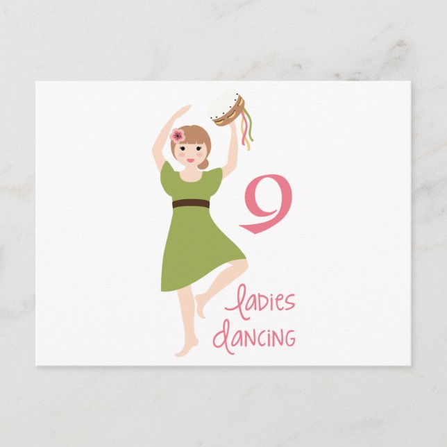 9 Ladys Dancing Postkarte (Vorderseite)