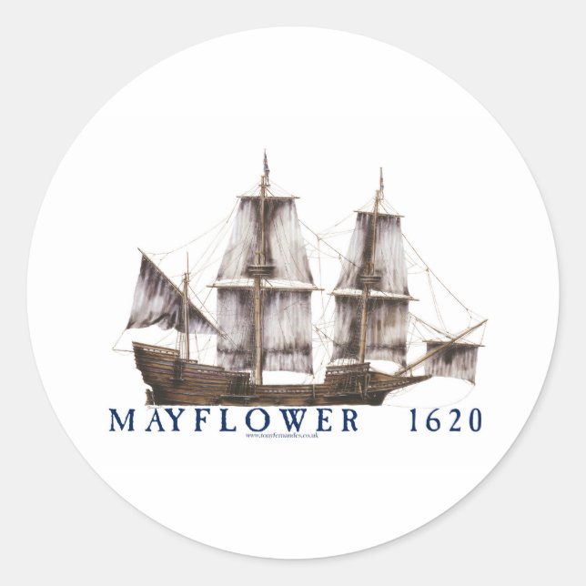 9 mayflower Schiff Runder Aufkleber (Vorderseite)