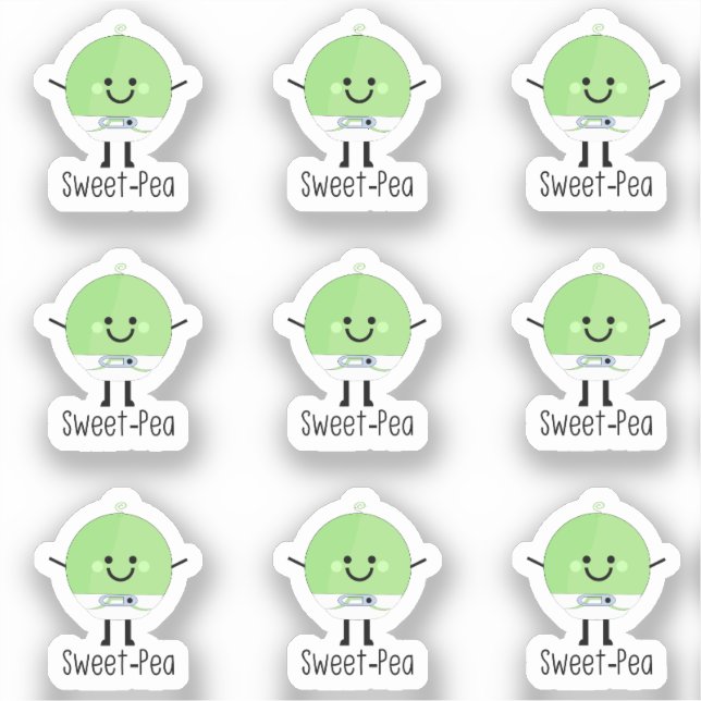 9 Mini-Sweet-Pea-Baby-Babyaufkleber Aufkleber (Vorderseite)