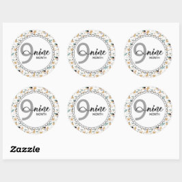 9 Monate Meilenstein Baby Giraffen und Balloons Runder Aufkleber