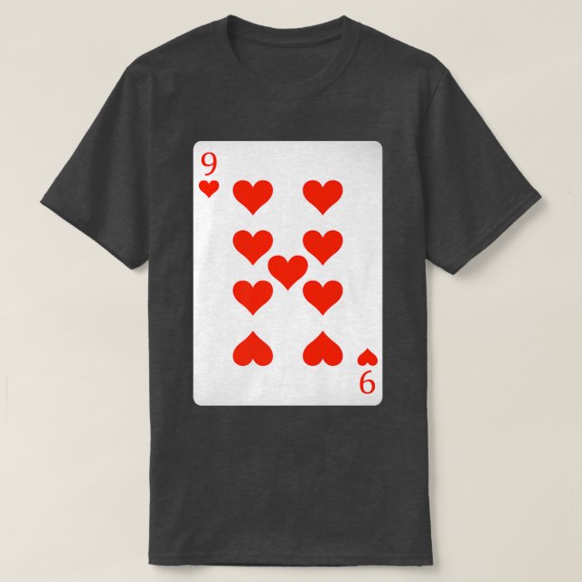 9 Neun Herzen spielen Karten leicht Halloween Cos T-Shirt (Design vorne)