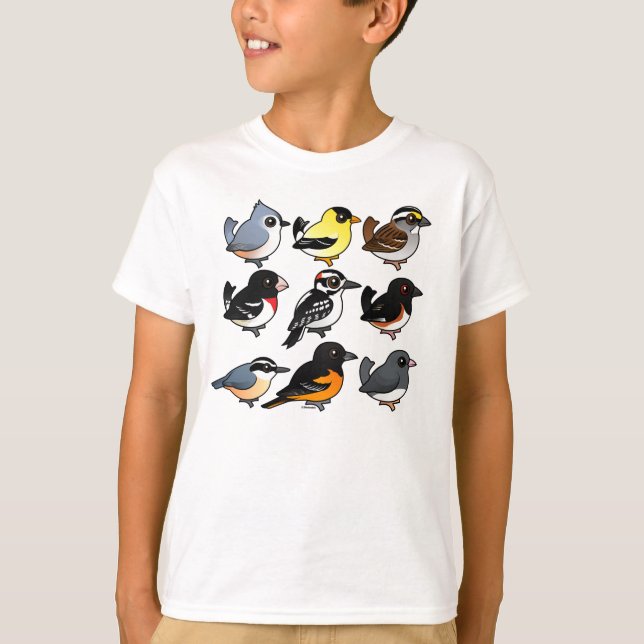 9 Nordost-USA-Hinterhof-Vögel T-Shirt (Vorderseite)