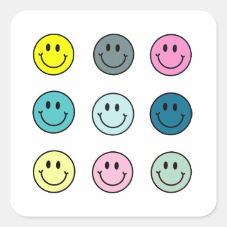 9-Pack-Aufkleber pastellfarben Pink Blue Green 90e Quadratischer Aufkleber