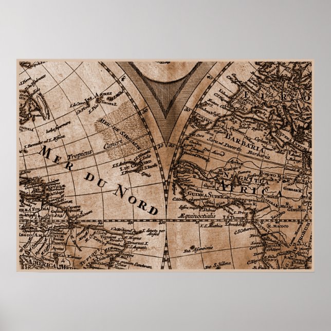 9 Panel Sepia Version de L'Isle World Map 5 Poster (Vorne)