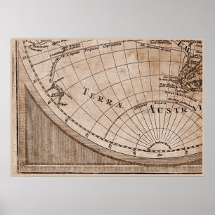 9 Panel Sepia Version de L'Isle World Map 7 Poster