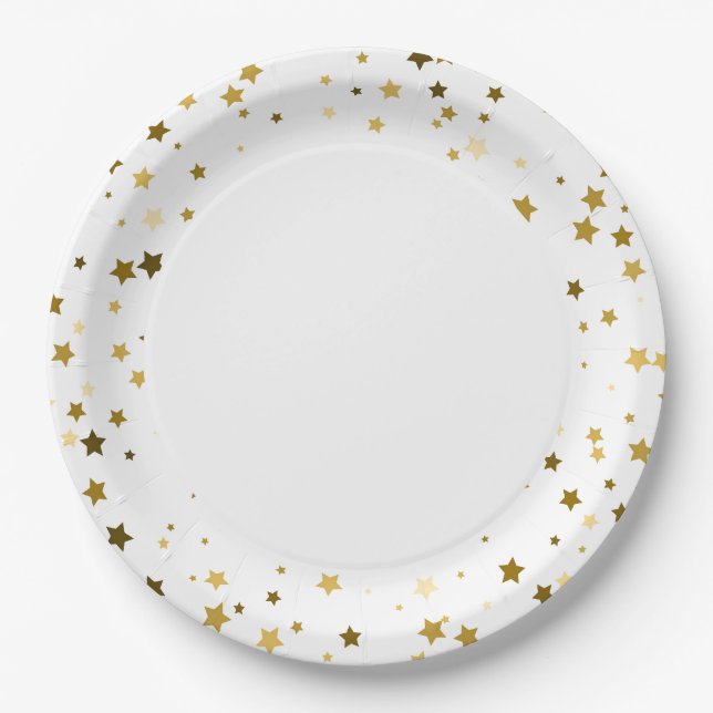 9" Paper Tellers - Gold Petite Stars Pappteller (Vorderseite)