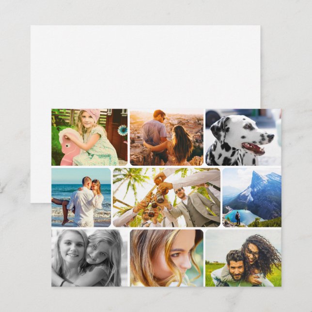 9 Photo Carte d'anniversaire Collage Modèle (Devant / Derrière)