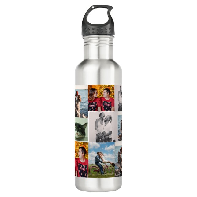 9 Photo Custom Personalized Collage Edelstahlflasche (Vorderseite)