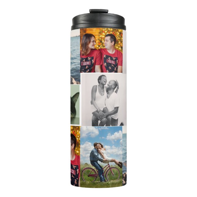 9 Photo Custom Personalized Collage Thermosbecher (Vorderseite)