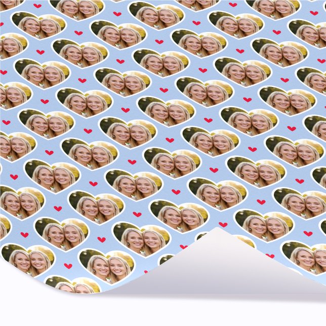 9 Photo Cute Love Heart Elegant Cornflower Pattern Geschenkpapier (Von Creator hochgeladen)