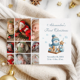 9 Photo First Christmas Birth Announcement Feiertagskarte