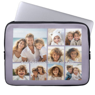 9 Photo Square Collage - with text - orchid purple Laptopschutzhülle