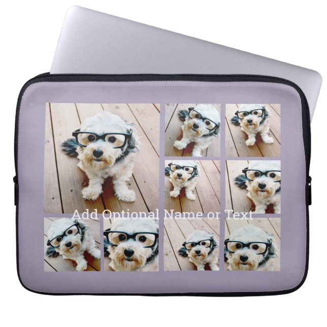 9 Photo Square Collage - with text - orchid purple Laptopschutzhülle (Vorderseite)