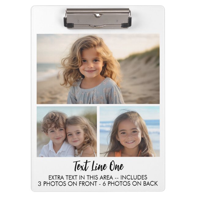 9 Photos - 3 Front, 6 Back - Black Text on White Klemmbrett (Vorderseite)