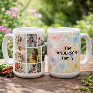 9 photos with Family Name  Coffee Mug Kaffeetasse