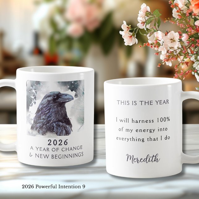 9. Rabe 2026 Jahr des Wandels Starke Absicht Kaffeetasse (Raven 2026 Year of Change and New Beginnings Powerful Intention 9 Coffee Mug)
