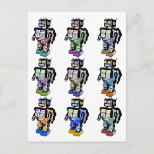 9 Roboter farbig Postkarte
