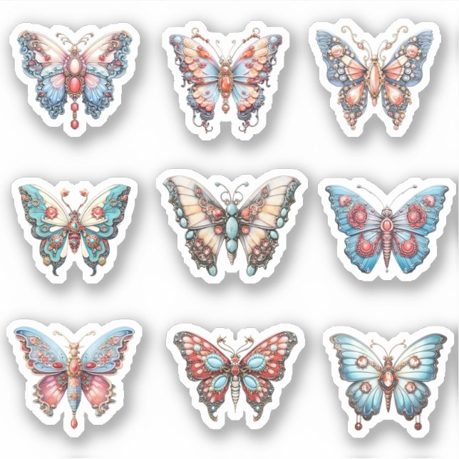 9 Rokoko Butterfly Custom Cut Vinyl Sticker (Vorderseite)