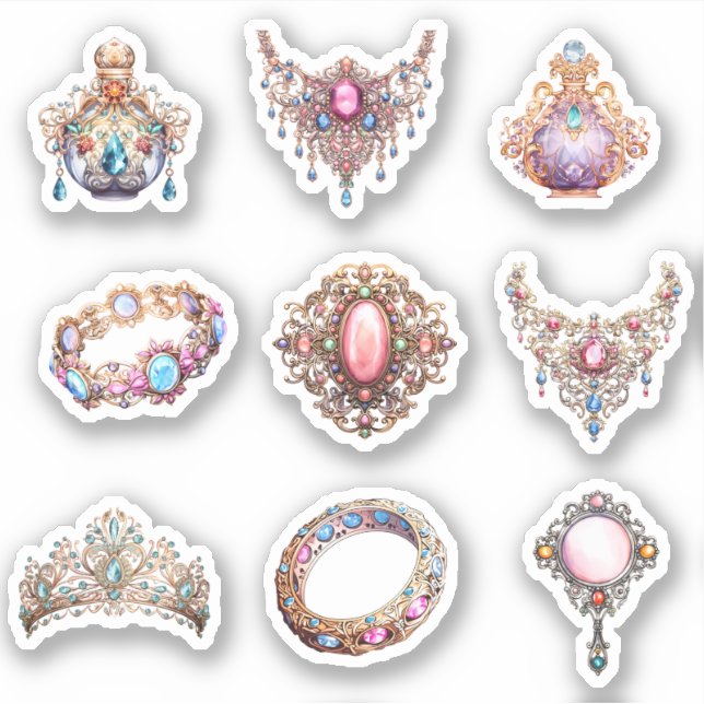 9 Rokoko Jewelry Custom-Cut Vinyl Sticker (Vorderseite)
