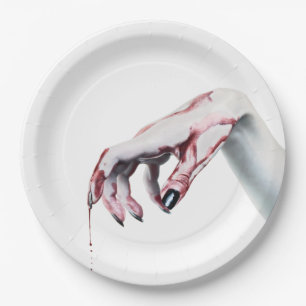 9" Round Paper Plate Zombie Tropfen Vampire Got Pappteller