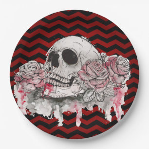 9" Rundpapier Rose des Schädels aus Platten Zickza Pappteller