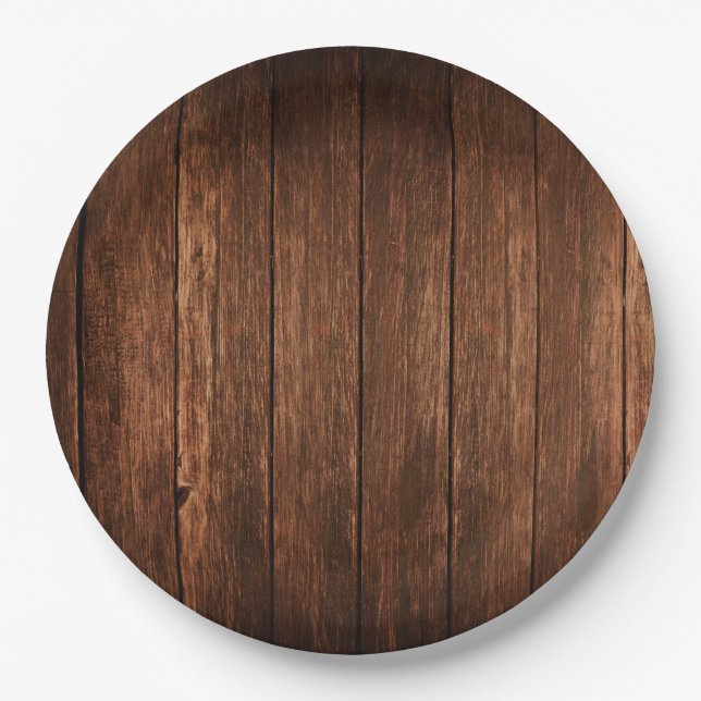 9" Rundpapier Tafel Stallholz Land Rustikal Pappteller (Vorderseite)