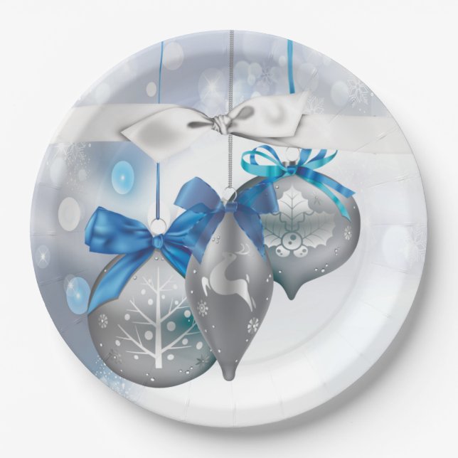 9" Rundpapier Tafelschmuck Schneeflocken Schneeflo Pappteller (Vorderseite)