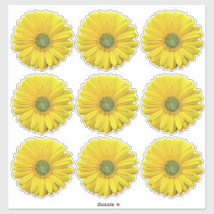 9 Stickers Kiss-Cut Fleur Gerber Jaune
