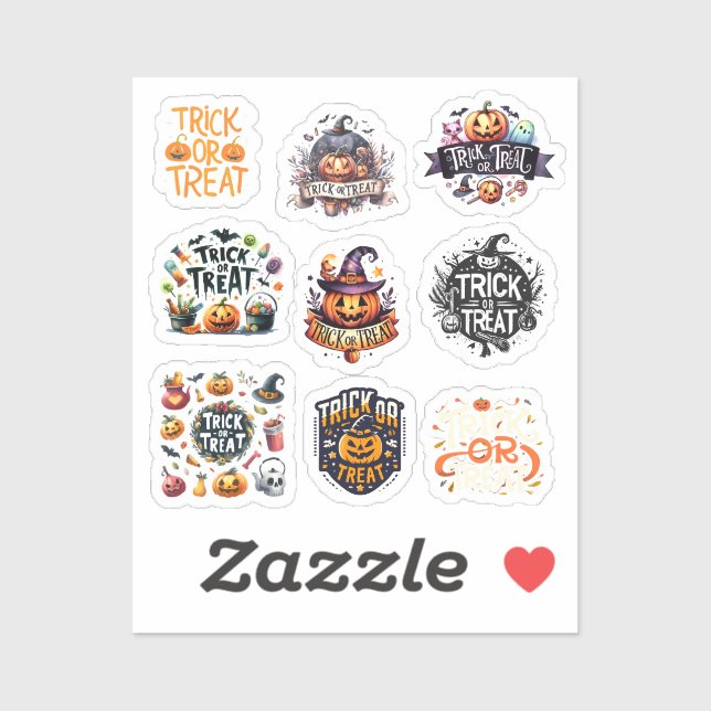 9 stickers Trick or treat (Feuille)