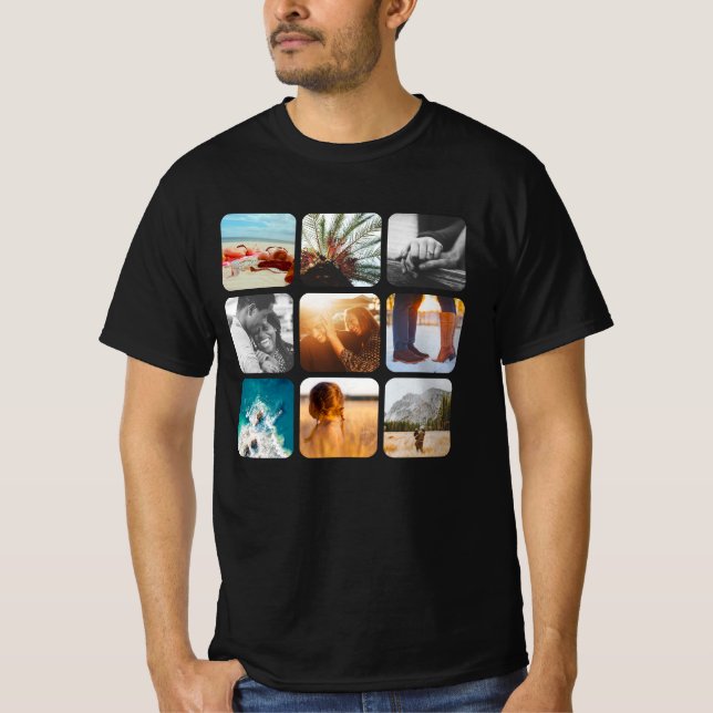 9 T-shirt Carré Modèle photo grille arrondie (Devant)