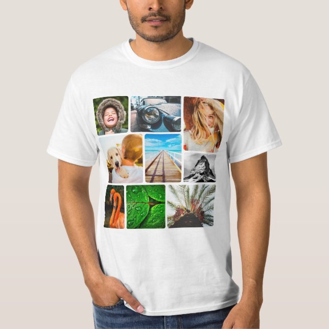 9 T - Shirt für Fotocollage-Vorlage abgerundete Ec (Vorderseite)