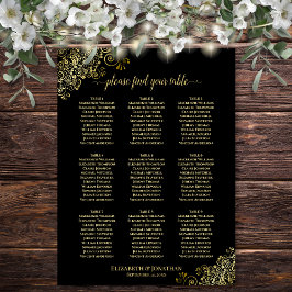 9 Tabelle Hochzeitskarte Schwarz mit Gold Frills Poster