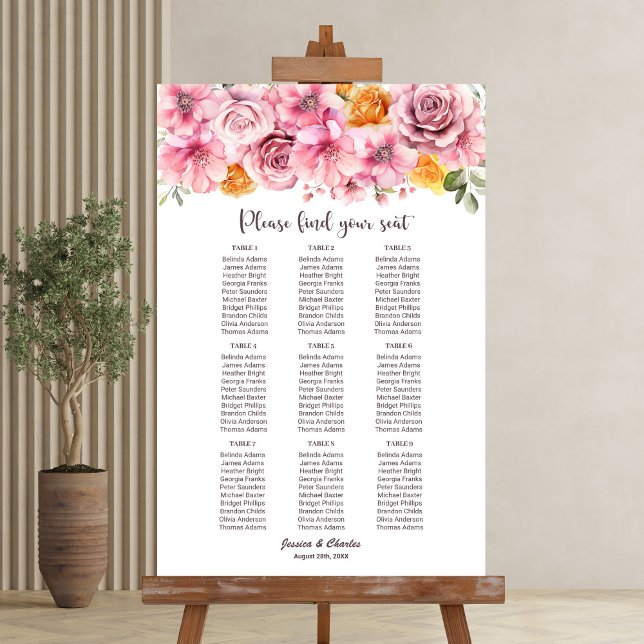 9 Tableau Élégant Mariage rose floral (Créateur téléchargé)